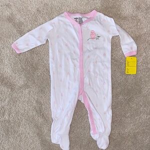Luvable Friends Pink and White Baby Footie